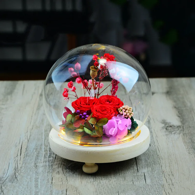 Small Packing Diameter=10cm 12cm 13cm 15cm Round Glass Dome Vase Home Deocration Light Log Base Transparent Cover Wedding Gift
