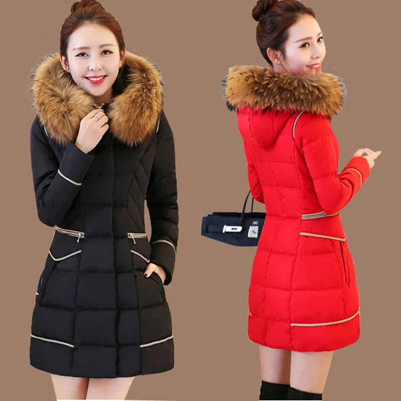 2022 New Women Parkas Winter Jacket Hooded Thicken Warm Cotton Coat Female Mid-length Down Cotton Casual Outwear Overcoat