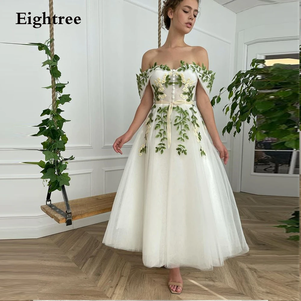 3 Designs Sweet Green Flower Short Evening Dresses Appliques Tea Length Sweetheart Formal Gowns Sleeveless Prom Party Dress