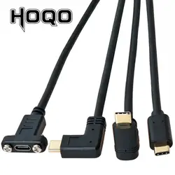 USB Type C Front Panel Mount USB-C Extension Cable USB 3.1 Data Video Cable  Male to Female Extender Cord Connector with Screw