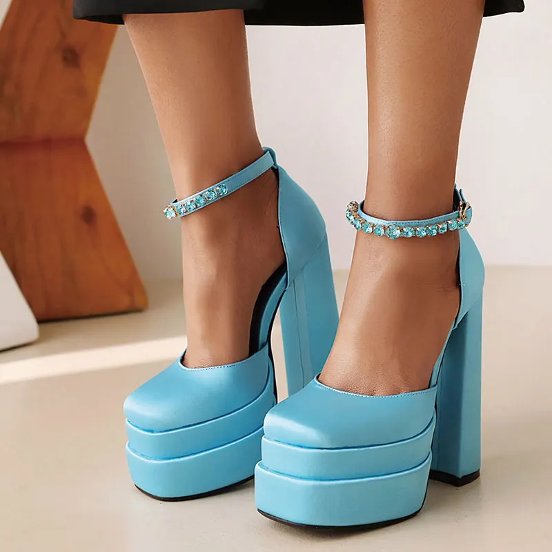 Lasyarrow New Brand Women Summer Shoes Sexy Thick High Heels Platform Black Red Yellow Dress Party Wedding Shoes Woman Pumps