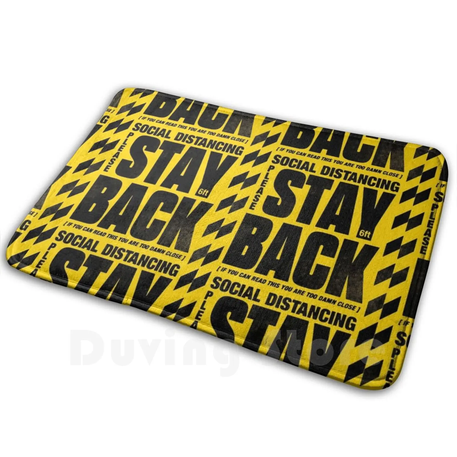 Stay Back 6 Feet | Available In Carpet Mat Rug Carpet Anti-Slip Floor Mats Bedroom Typography Zerobriant Social Distancing