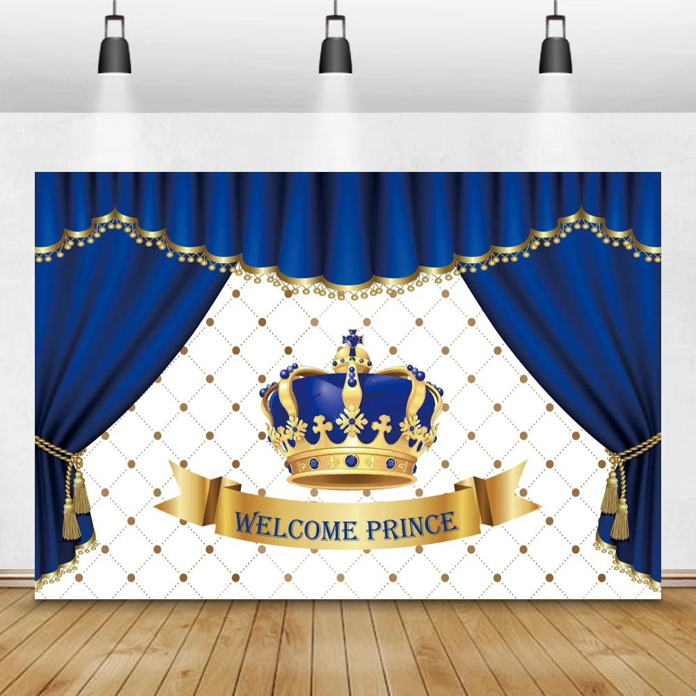 The King Children Happy Birthday Background Golden Crown Black Curtain Baby Portrait Personalized Poster Photography Backdrop