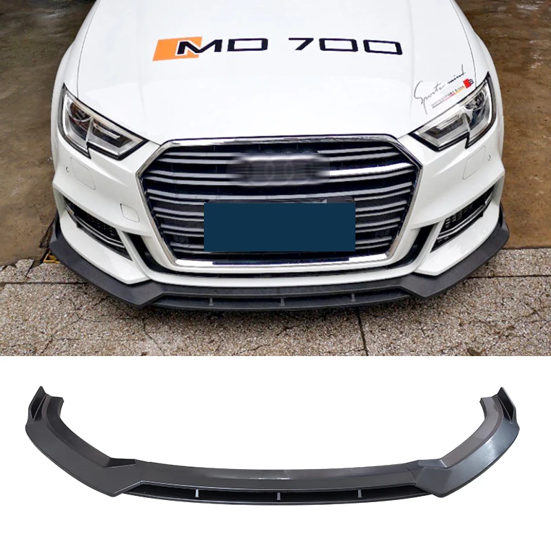 Front Bumper Spoiler Protector Plate Lip Body Kit Carbon Surface Car Decorative Strip Chin Shovel For Audi A3 S3 2016 - 2019