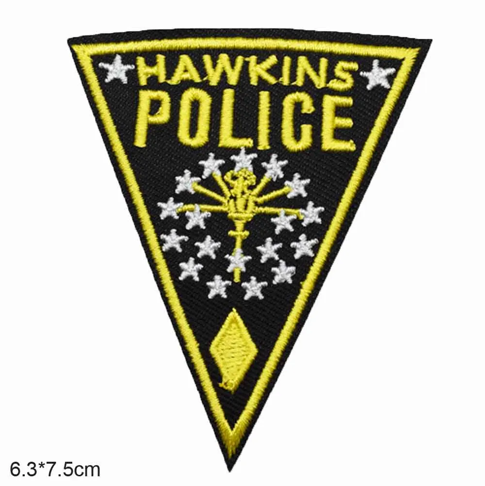 Yellow Hawkins Police Iron On Embroidered Clothes Patches For Clothing Stickers Garment Wholesale