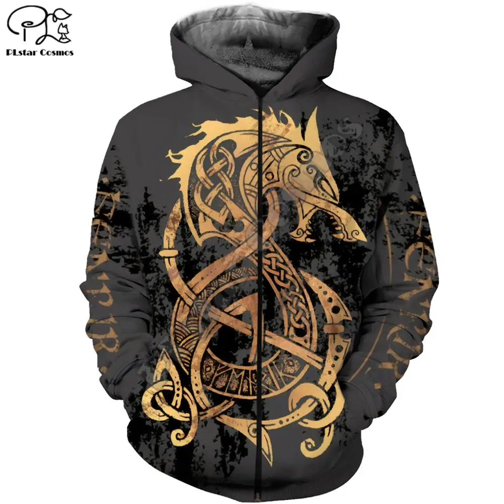 PLstar Cosmos Valhalla God Odin Warrior Tattoo Vintage NewFashion Tracksuit 3DPrint Harajuku Pullover Casual Jacket Hoodies X3