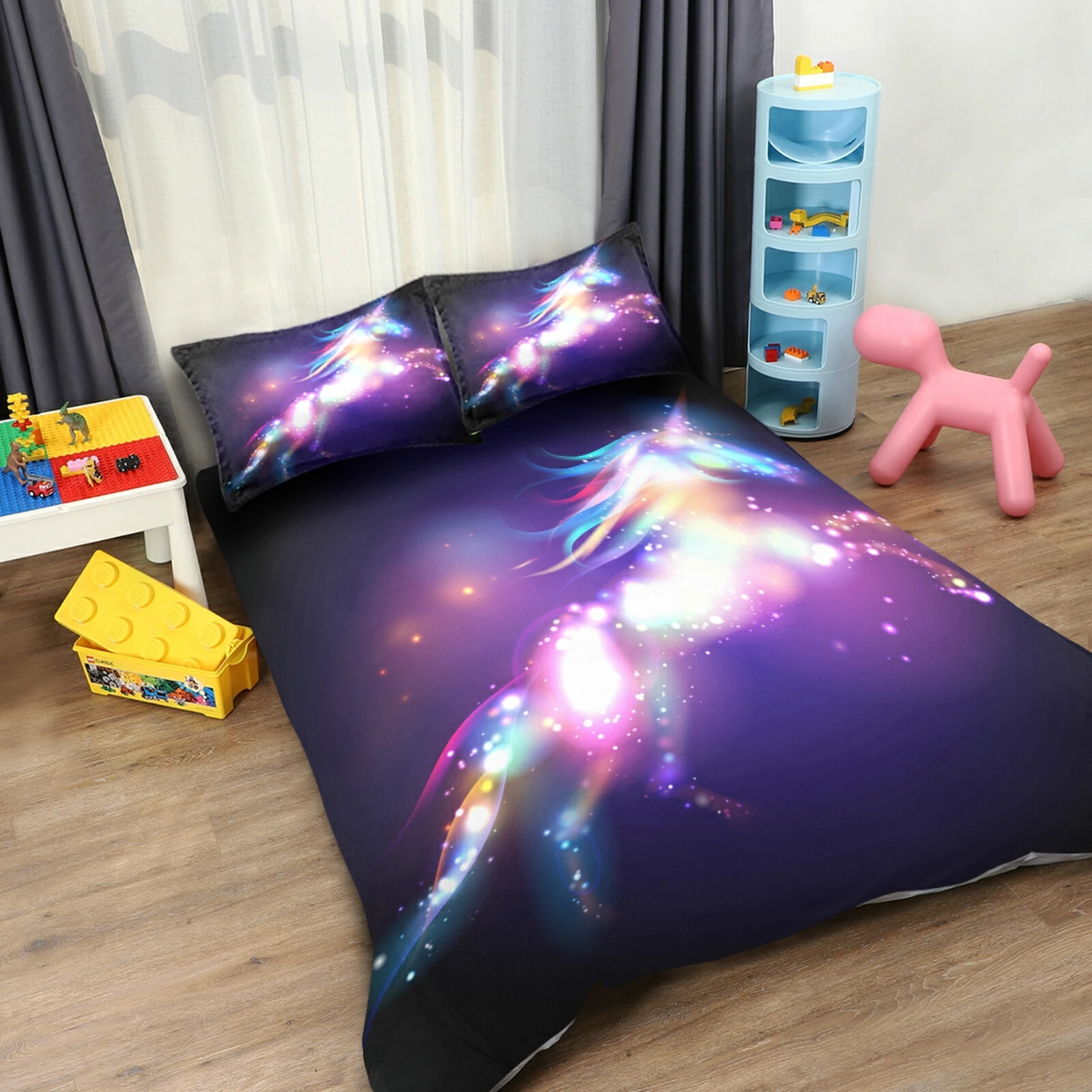 

2022 New Unicorn Bedding Set For Boy Girls Bedroom Decor Twin Quilt Cover Set Single Bed Sheet Baby Kids Home Children linens 3D