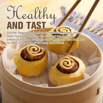 ks kulaté nepřilnavé silikonové napařovací podložky 20/28/48 cm opakovaně použitelné papírové napařovací podložky do restaurací, síťové vložky do kuchyně, nástroje na vaření 10 nejlepší prodej silikonová napařovací podložka - №1