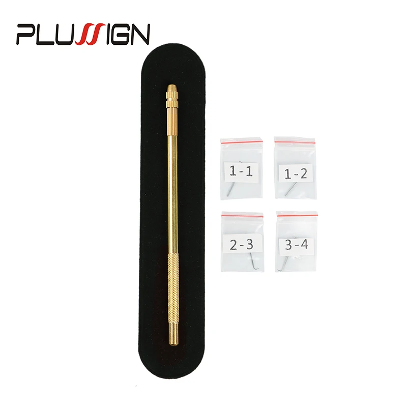 1Pc Brass Holder And 4Pcs Different Size Ventilating Needles (1-1, 1-2, 2-3, 3-4) For Wigs Making Professional Wig Making Tools