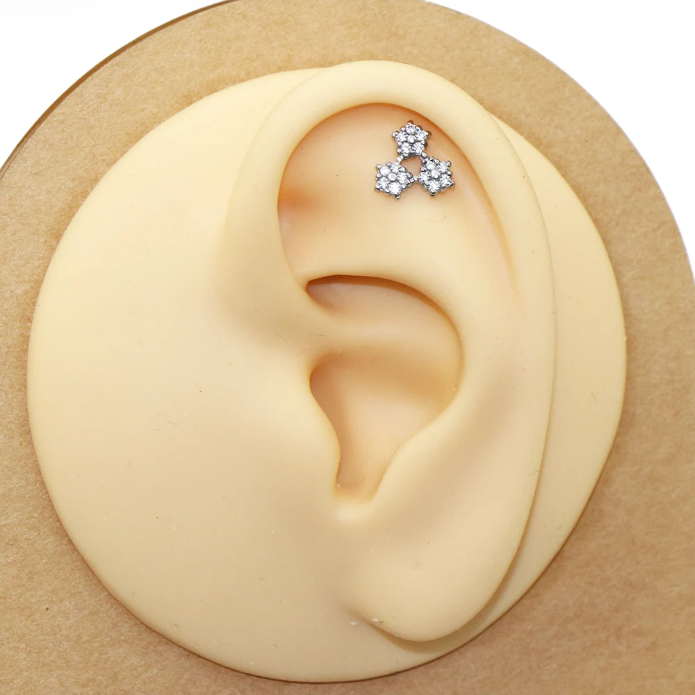 1 قطعة الجراحية الصلب 16 جرام Labret الدائري تشيكوسلوفاكيا زهرة الشفاه مسمار ميدوسا مونرو ثقب اللولب الغضروف الزنمة الفصوص قرط الاذن المرصع #4