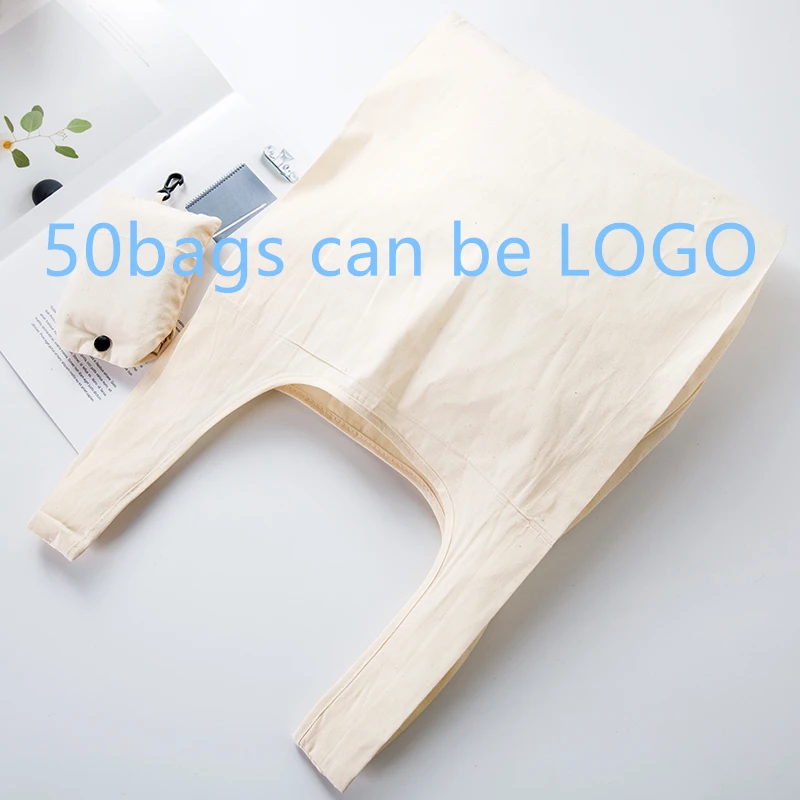 ECO Tote Einkaufs Leinwand tasche Folding Paket Hohe-Qualität Frauen Männer Wiederverwendbare rocery Hohe kapazität Falten Baumwolle Einkaufstasche – Detail 1