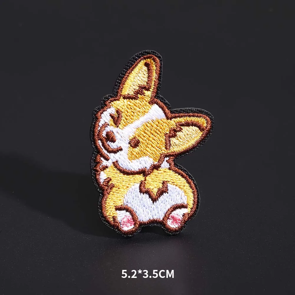 Cute animal cloth stickers three pet dog Corgi buttocks embroidery badges DIY ironing design on animal lovers T-shirts