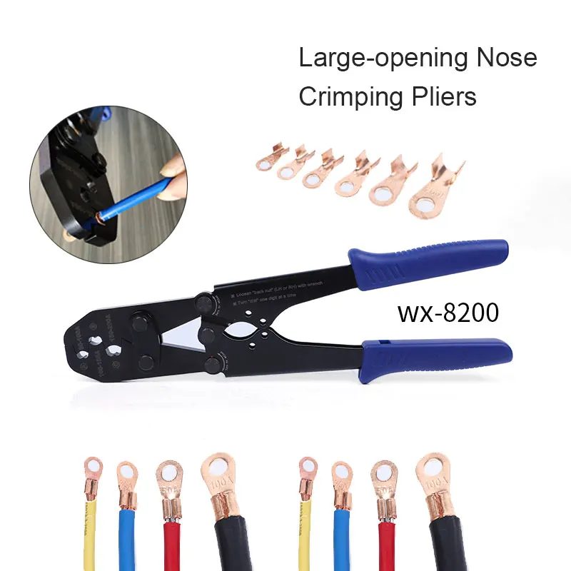 WX-5100/8200 Cable Lug Crimper Tool Bare Terminal Hand Tool 16-35mm 80-200A Copper Nose Bare Terminal Crimping Plier 5-2AWG