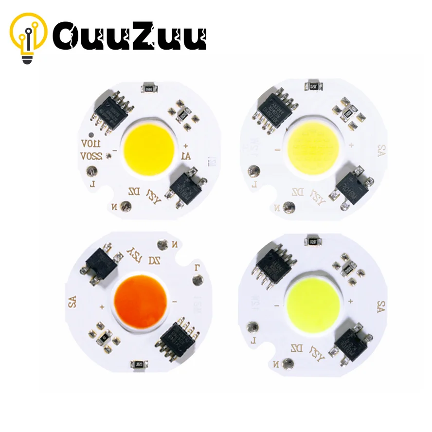 OuuZuu Mini COB LED Chip Light 220V LED COB Chip Y27 3W 5W 7W 12W Round Diode Lamp for Spotlight Not Need Driver DIY Floodlight