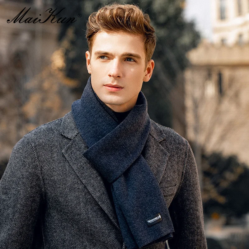 Maikun Wool Scarf Men\'s Winter Solid Color All-Match Cold-Proof High-End Gift Warm New Skin-Friendly Cashmere Men\'s Scarf