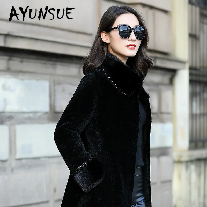 

Natural Fur Coat Women 100% Wool Jacket Women Clothes 2020 Mink Fur Collar Parka Real Fur Winter Coat Women ZM-18721 YY2313