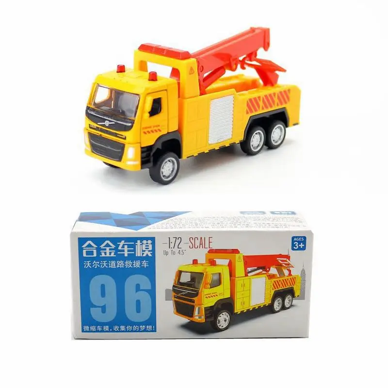 1:72 Roadside Assistance Crane Tanker Truck Pull-Back 4.5 inch Alloy Car Model