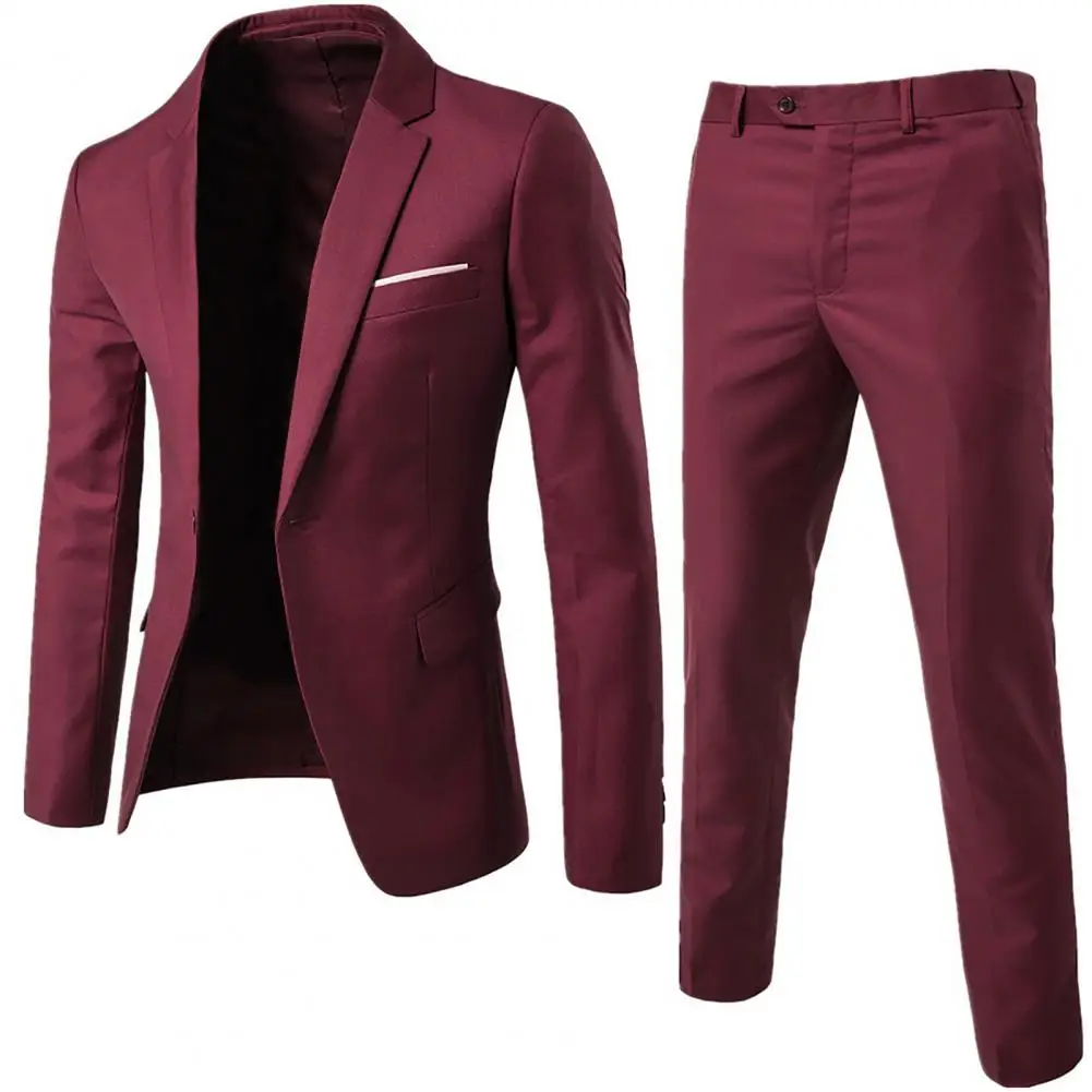 Men\'s Fashion Slim Suits Business Plus Size Groomsman Blazers Jacket Pants Trousers Autumn Wedding Vintage Classic Blazers Set