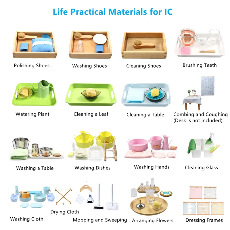 Montessori Practical Materials for IC Cleaning/ Washing / Arranging Flowers Preschool Early Education Basic Life Skill Learning