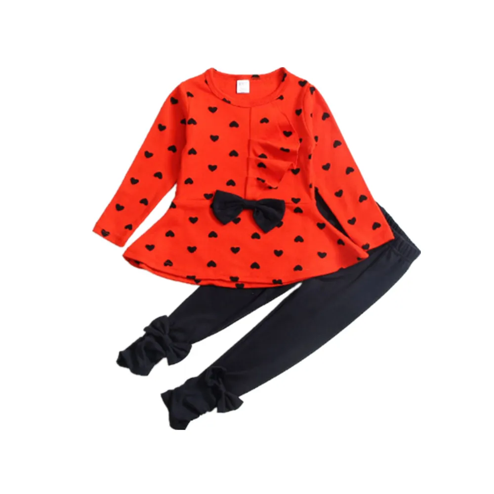 مجموعة ملابس علوية + سراويل للأطفال حديثي الولادة مقاس عقدة لطيفة للفتيات: 1-4 سنوات YF062 #3