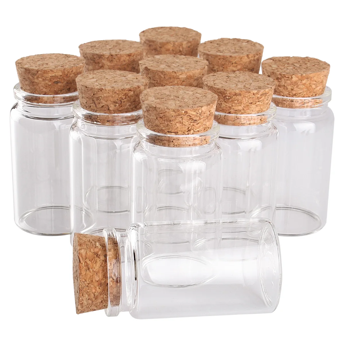 12 pieces 100ml 47*80mm Glass Bottles with Cork Stopper Spice Bottles Pill Container Candy Jars Vials DIY Craft for Wedding Gift