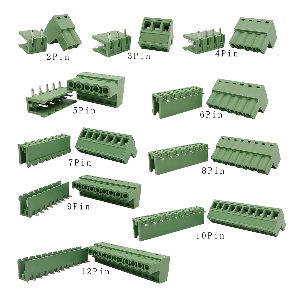 5/10Pairs 2EDG 5.08mm Pitch Screw Terminal Blocks 2/3/4/5/6/7/8/9/10/12 Pin Male Plug Female Socket PCB Connector 5.08 mm