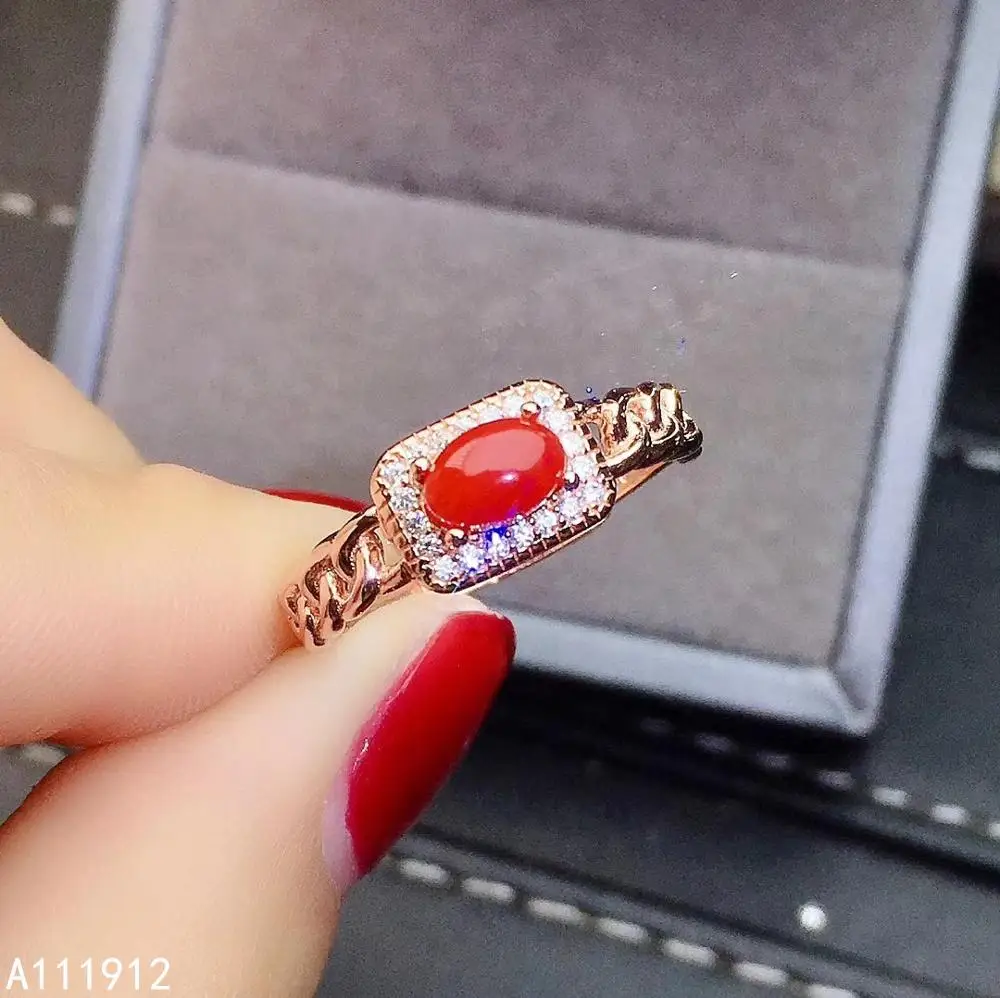 

KJJEAXCMY Fine Jewelry Natural Red Coral 925 Sterling Silver New Women Gemstone Ring Support Test Popular Got Engaged Marry