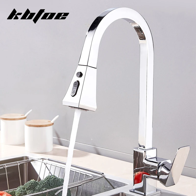 

Brushed Nickel Kitchen Faucet 360° Swivel Single Handle Deck Mounted Hot/Cold Water Washing Mixer Tap Modern Faucet for Sink