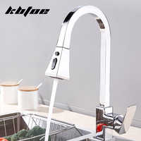 Brushed Nickel Kitchen Faucet 360° Swivel Single Handle Deck Mounted Hot/Cold Water Washing Mixer Tap Modern Faucet for Sink