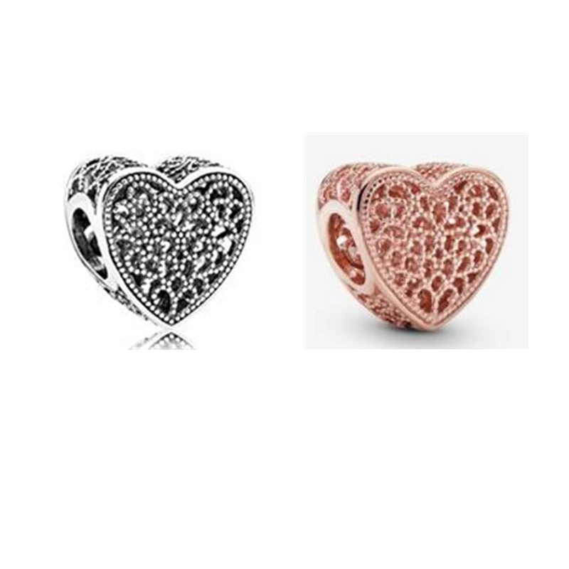 

Filigree & Beaded Heart Beads For Jewelry Making Woman DIY Charms Fits Original Bracelets 925 Sterling Silver Jewelry Bead