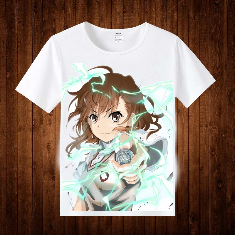 A Certain Scientific Railgun Cosplay T Shirt Japanese Anime Cartoon Misaka Mikoto Printed Summer T-Shirt Short Sleeves Top Tee