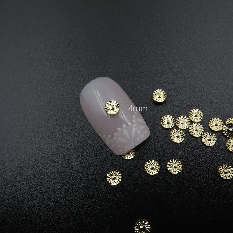 100pcs/lot Gold Spiral Texture Screw Thread Metal Studs Rivets Nail Art Decorations Supplies Nails Accesorios Jewelry Charms