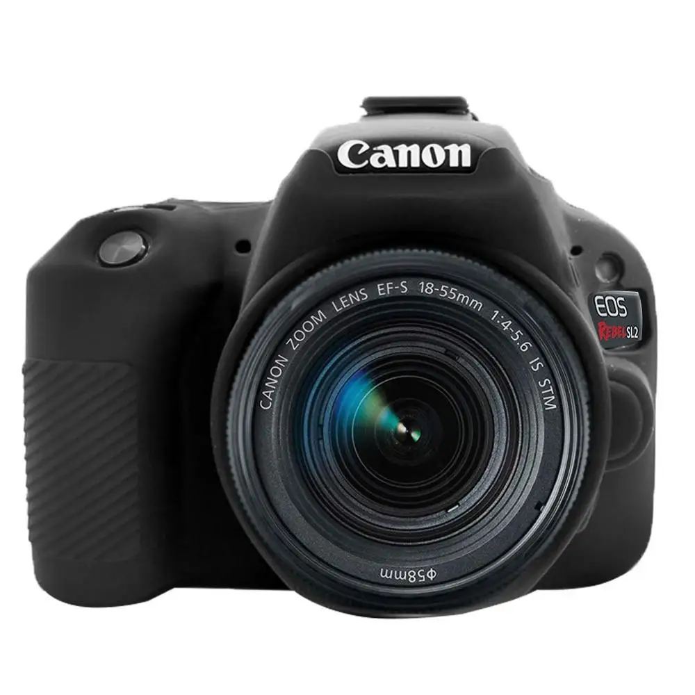 جراب واقٍ من السيليكون لكاميرا Canon EOS 200D Mark II 250D ، Rebel SL2 SL3 DSLR
