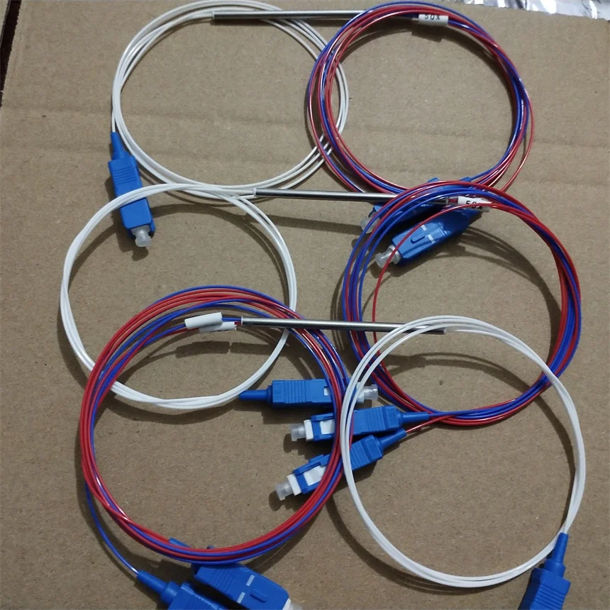 

Free ship 60pcs/Lot fiber optic FBT splitter 1x2 sc/upc FBT Steel Tube 50:50 15:85 Fiber Optic Cable Splitter for CATV FTTX PON