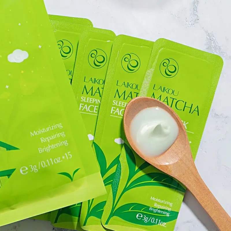 

LAIKOU 5PCS Matcha Sleeping Face Mask Whitening Mask Oil Control Brightening Moisturizing Smoothing Skin Face Skin Care