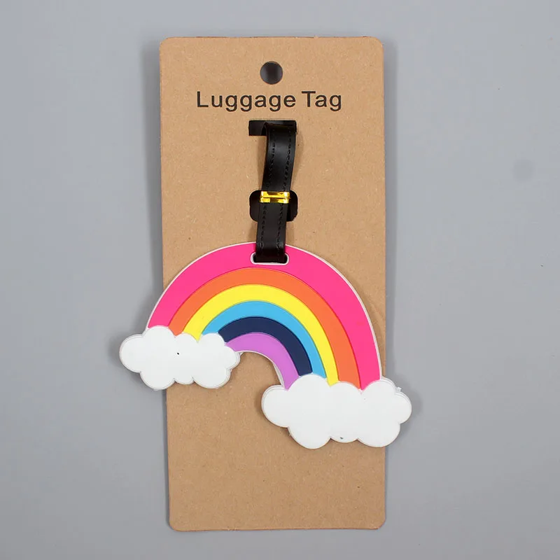 Travel Accessories Creative Luggage Tag Cute Rainbow Silica Gel Suitcase ID Addres Holder Baggage Boarding Tags Portable Label