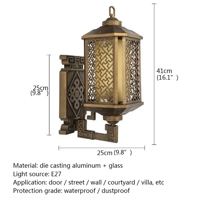 OUFULA Klassische Freien Wand Lichter Retro Bronze LED Wandlampen Lampe Wasserdichte IP65 Dekorative Für Home Veranda Villa