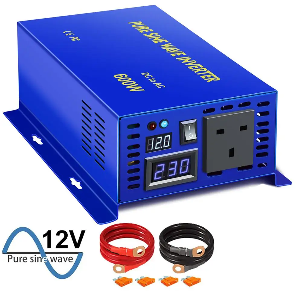 

XYZ INVT Inverter Pure Sine Wave 600W 12v 220v DC to AC for Car Customizable Multiple Plugs Off-grid Solar Poewr Inverter