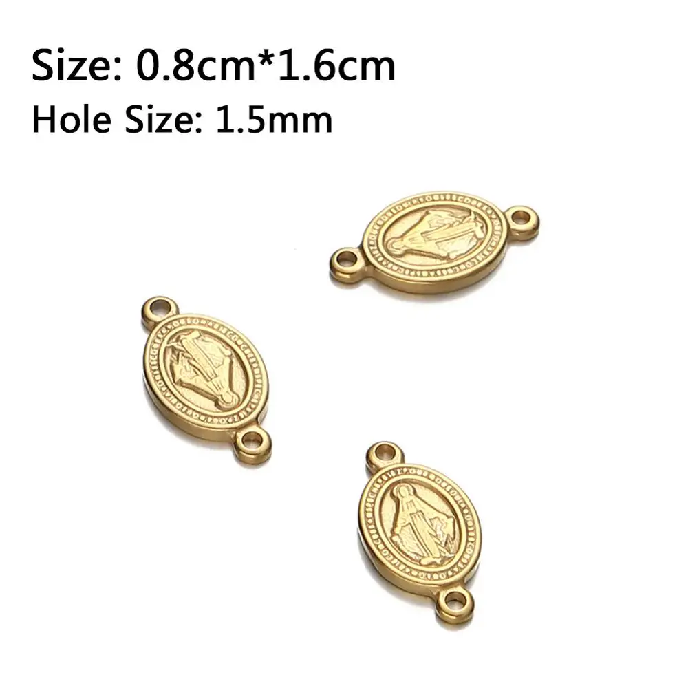 5PCS/lot Stainless Steel Double Hole Virgin Charms Pendant For Jewelry Making DIY Religious Christian Pendants