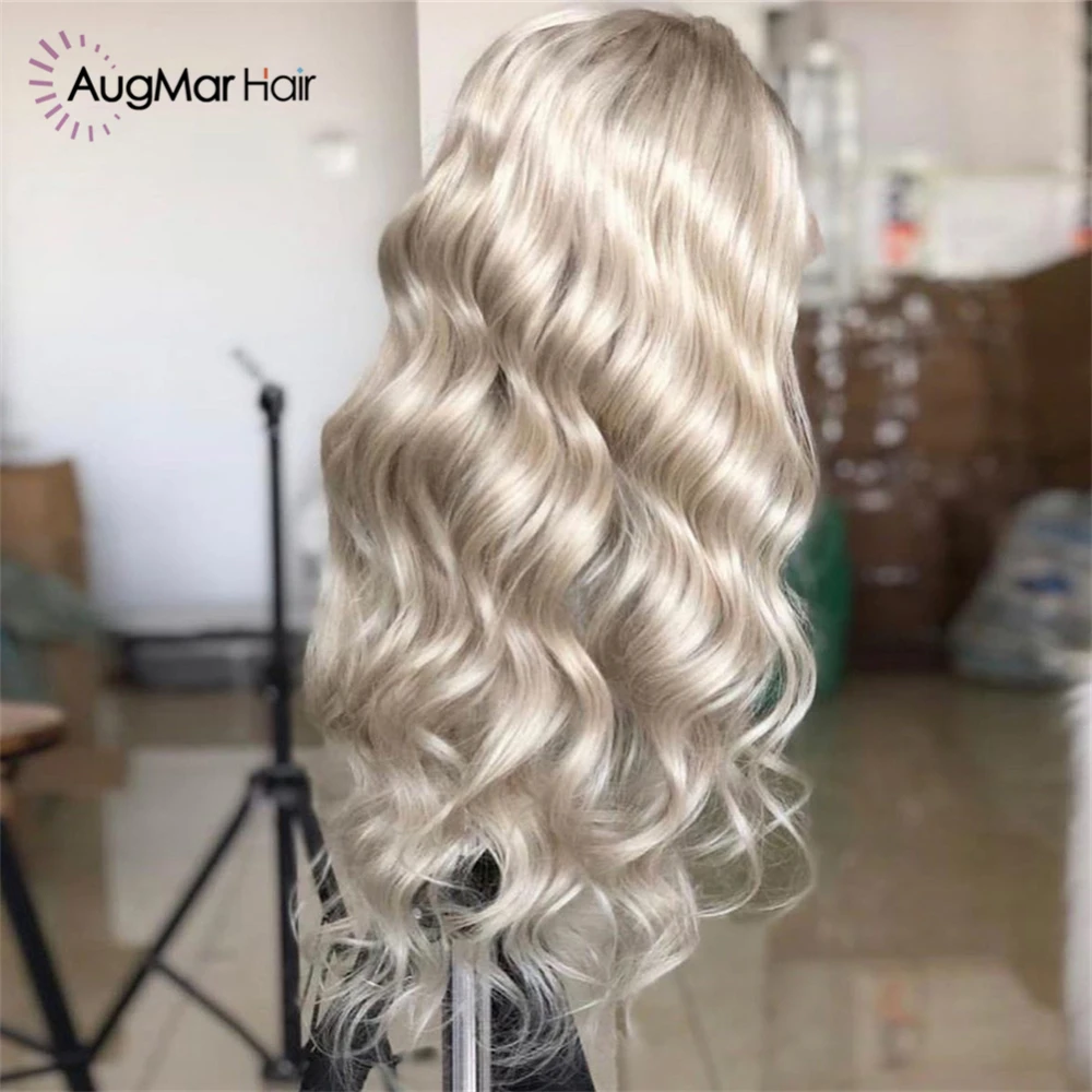 Platinum Blonde 13x6 HD Lace Frontal Wig Brazilian Body Wave Lace Front Wig 150% Density Pre Plucked Lace Front Human Hair Wigs