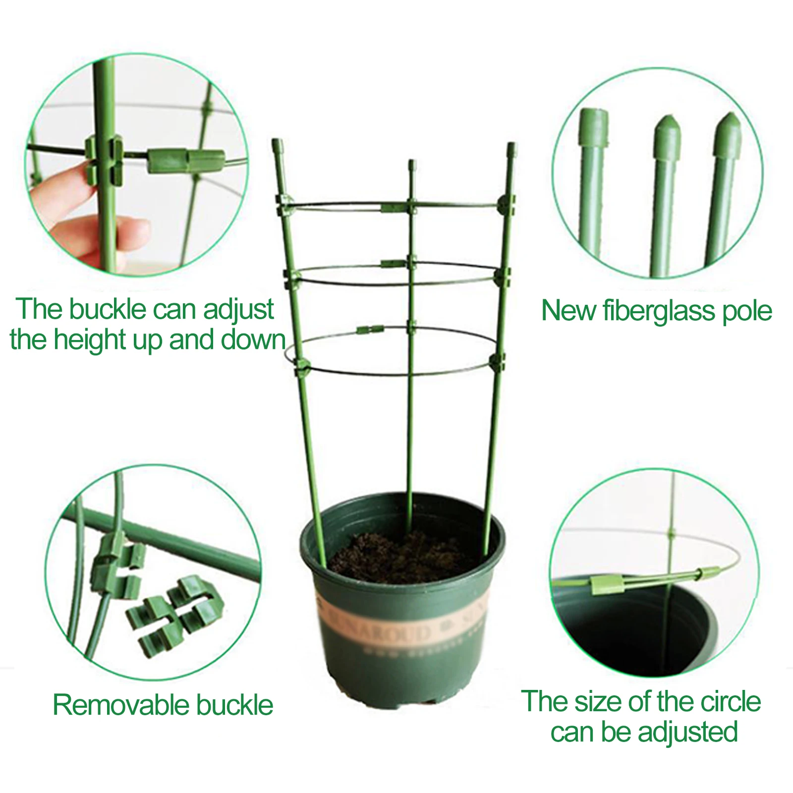 Tomaat Rack Plant Stakes Klimmen Trellis Rose Plank Tuinieren Levert Groene 10Pcs Glasvezel Staaf Planten Ondersteuning Frame