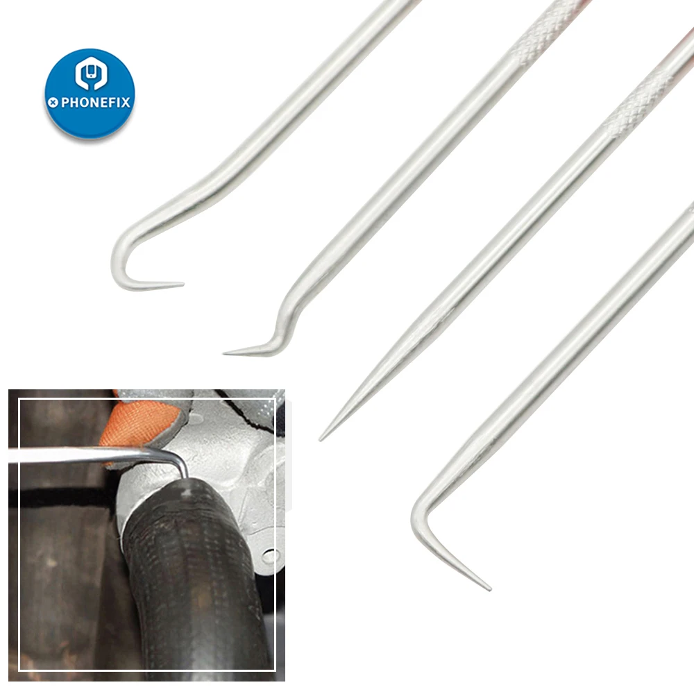 9Pcs di Precisione Auto Paraolio Gancio Pick Set di Precisione Raschietto Hook Pick Set per Auto Sistemi di Accensione O- anello di Tenuta di Rimozione Puller