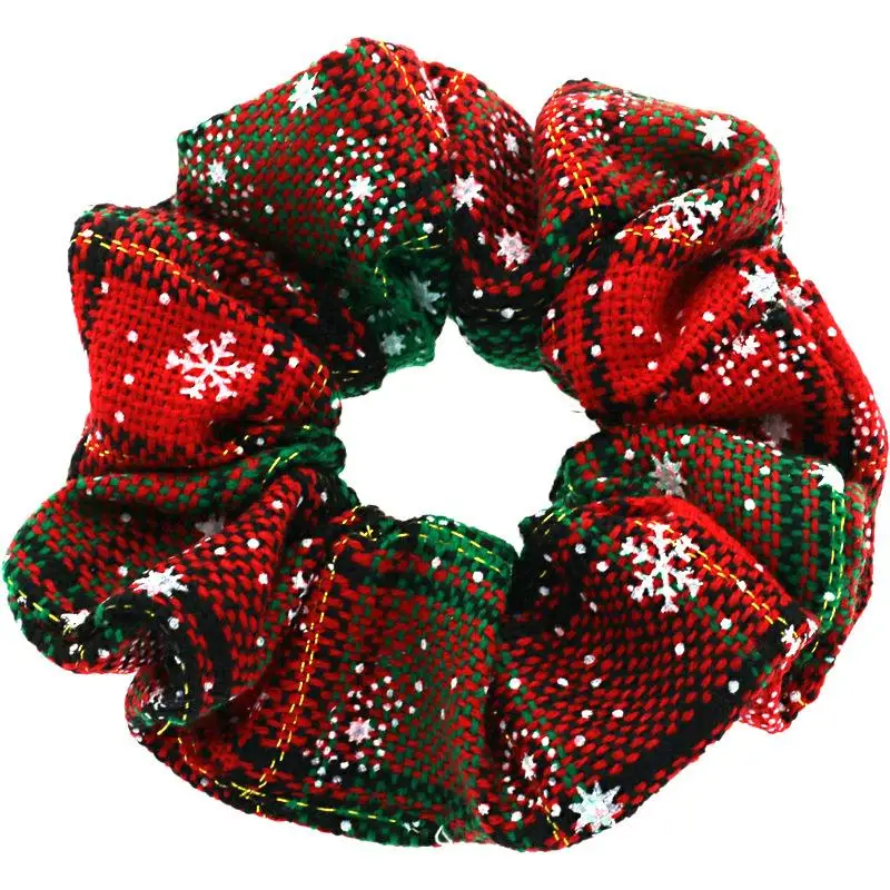 6 sztuk Scrunchie aksamitna Plaid Snowflake Scrunchies zestaw elastyczne gumki do włosów moda pałąk kucyk krawaty liny akcesoria do włosów