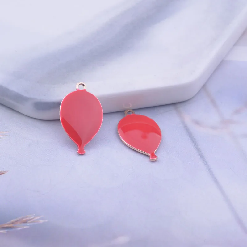 30 Stück 10*17mm Doppelseitige Emaille-Ballon-Anhänger in Goldfarbe aus Kupfer für DIY-Ohrringe und Schmuckzubehör – Detail 7