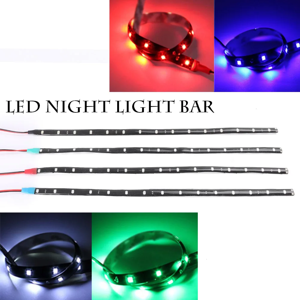 15 LED SMD 3528 Flexible Waterproof Light Strips Green/Blue/Red/White Lighting for Car Trucks Motorcycle Grill Decoration