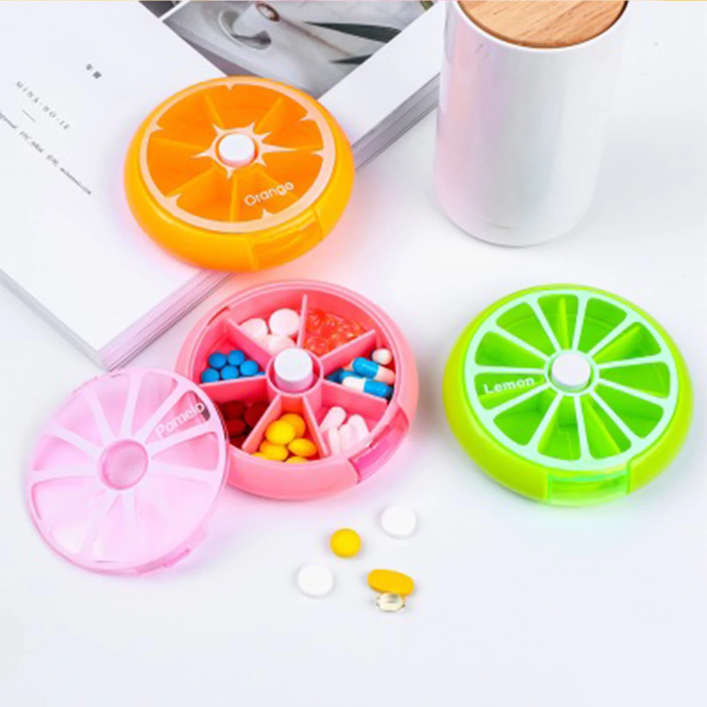 Weekly Rotating Travel Pill Box Pills Organizer Case Pocket Pill Case Home Medicine Box 7 Days Pill Container Storage Capsule