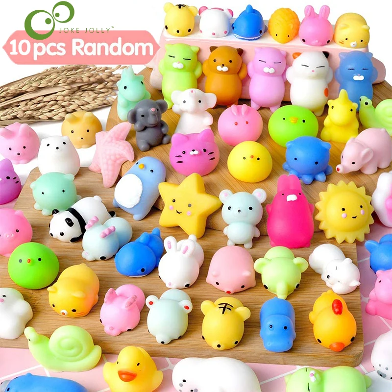 10 sztuk/zestaw Mochi gniotki Mini Squishies Kawaii zwierząt Squishys Party prezenty na wielkanoc dla dzieci zabawka antystresowa