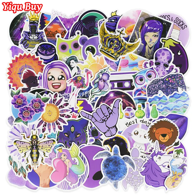 70 Pcs Purple Anime Vsco Stickers for Motorcycle Bike Bumper Luggage cart Skateboard Phone Vinyl Decoration DIY Graffiti Sticker