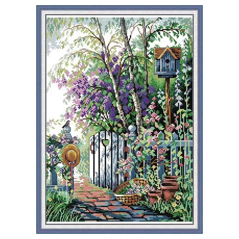 Garden Path Patterns Counted Cross Stitch Set DIY 11CT 14CT 16CT Stamped DMC Cross-stitch Kit Embroidery Needlework Home Decor