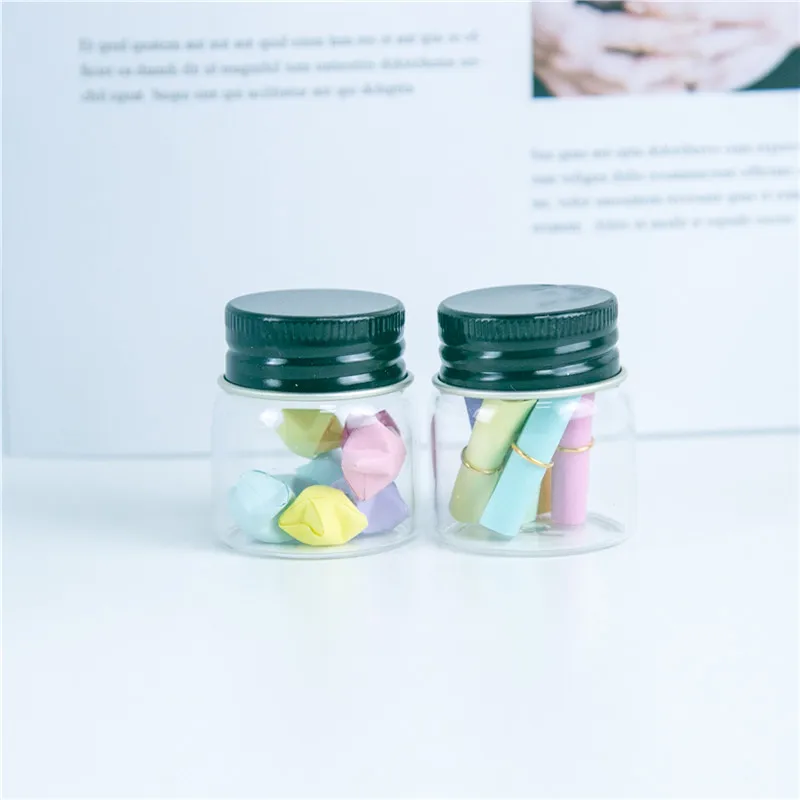 50pcs 37x40mm Screw Mouth Glass Bottles With Black Aluminum Cap DIY 20ml Clear Transparent Empty Glass Containers Jars Vials